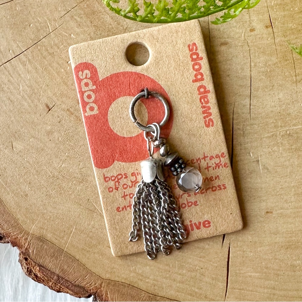 Swap Bops Adornment Charm Tassel Silver Bead Necklace or Bracelet Boutique